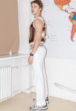 90s Vintage skinny fit classic trousers in white