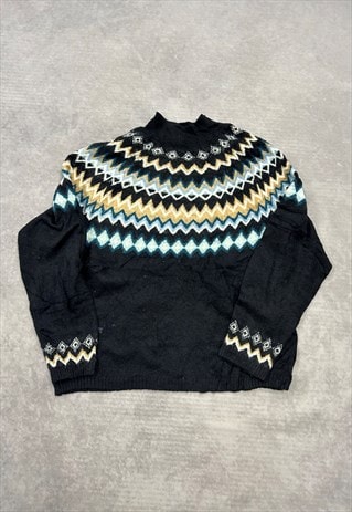 VINTAGE KNITTED JUMPER ABSTRACT PATTERNED KNIT SWEATER