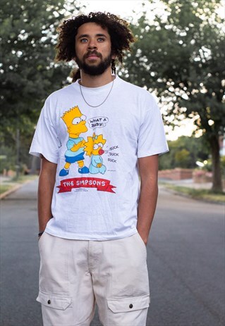 VINTAGE 90'S MAGGIE AND BART THE SIMPSONS T SHIRT IN WHITE