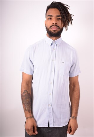 LACOSTE MENS VINTAGE SHIRT MEDIUM BLUE 90S