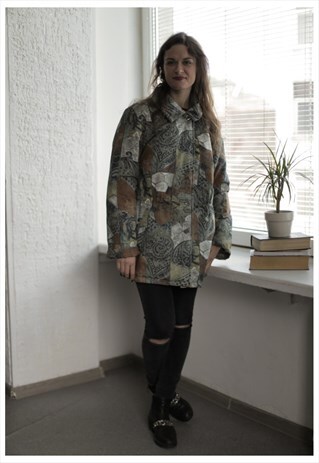 VINTAGE 90'S MULTI COLOUR PATTERNED SHELL PARKA