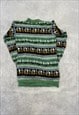 VINTAGE KNITTED JUMPER ABSTRACT LLAMA PATTERNED KNIT 