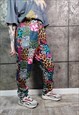 LEOPARD JOGGERS HANDMADE ANIMAL PRINT OVERALLS IN RAINBOW