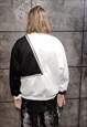 ASYMMETRIC SWEATSHIRT CONTRAST EMBROIDERED GRUNGE JUMPER