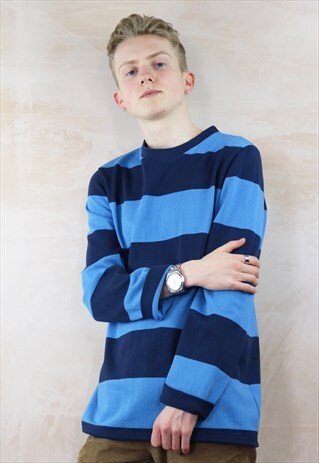 BLUE ON BLUE BIG STRIPED TOP