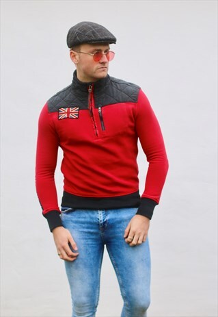 RALPH LAUREN 1/4 ZIP HERITAGE LUST RED SWEATSHIRT