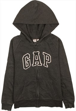 Vintage 90's Gap Hoodie Spellout Full Zip Up Grey Large