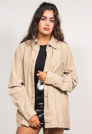 VINTAGE 90'S BEIGE CORD LONG SLEEVE SHIRT