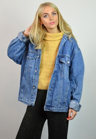 VINTAGE 90S OVERSIZED BLUE WASH DENIM JACKET