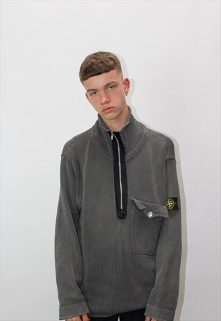 RARE STONE ISLAND 1/4 ZIP KNIT SWEATSHIRT