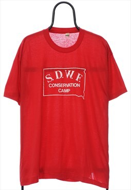 Vintage 80s SDWF Graphic Single Stitch Red TShirt Womens
