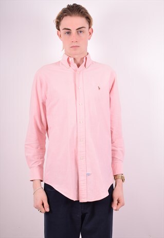 RALPH LAUREN MENS VINTAGE SHIRT MEDIUM PINK 90S