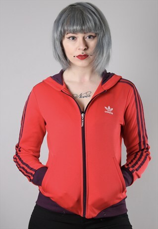 VINTAGE ADIDAS HOODED TRACK JACKET SMALL