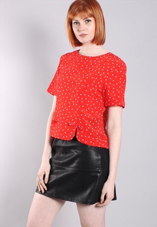 VINTAGE 80S POLKA DOT FITTED BOW TOP