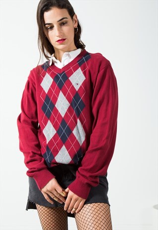ON SALE VINTAGE 80S TOMMY HILFIGER KNITWEAR JUMPER / S0596