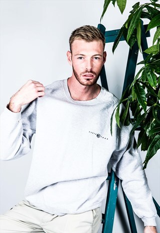 VINTAGE LEE SWEATER IN GREY WITH EARTH TECH EMBROIDERY