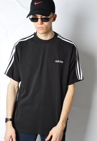VINTAGE 90S FADED BLACK ADIDAS SPORTS T-SHIRT