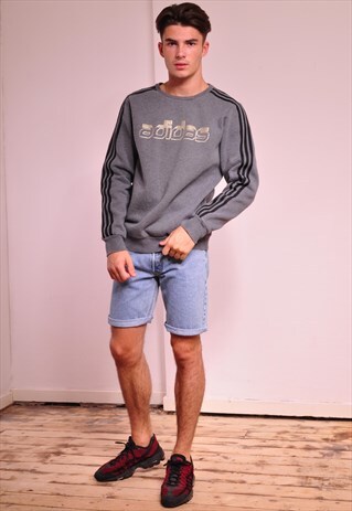 VINTAGE ADIDAS SPELLOUT 90S GREY SWEATER