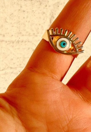 FREISANA EVIL EYE RING - WHITE