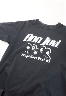 Vintage 1989 Bon Jovi Sanyo Heat Beat Band T Shirt - Black M