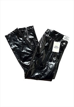 Mads Norgaard Capri Pants Trousers PVC Wet Look Black Small