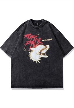 Dog t-shirt grunge rottweiler tee retro punk top in black