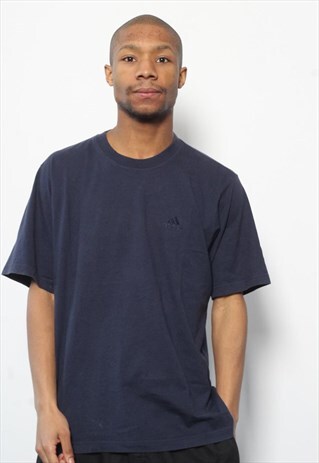 VINTAGE ADIDAS LOGO T-SHIRT NAVY BLUE