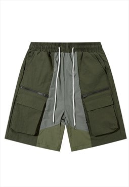 Cargo pocket utility shorts gorpcore cropped pants in green