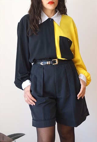 VINTAGE 80S LONG SLEEVE COLOR BLOCK SHIRT