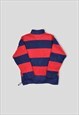 VINTAGE TOMMY HILFIGER EMBROIDERED LOGO COLOUR BLOCK FLEECE