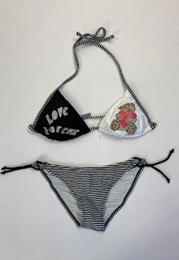 Y2K deadstock stripe motif bikini