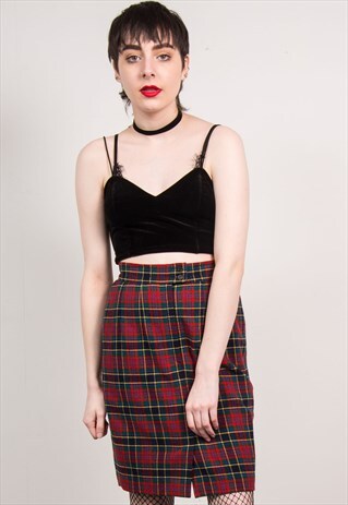 VINTAGE 90'S TARTAN PENCIL SKIRT