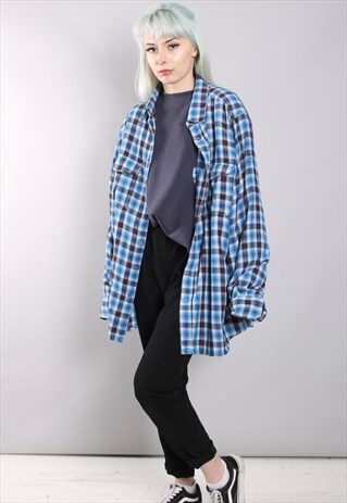 VINTAGE OVERSIZE CHECK FLANNEL SHIRT