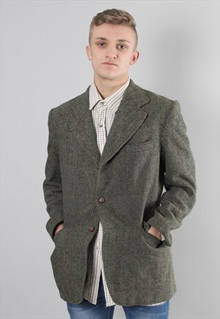 VINTAGE HARRIS TWEED SUIT JACKET BLAZER LARGE