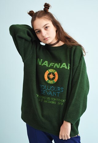 90'S RETRO EMBROIDERED OVERSIZED DADS KNIT JUMPER