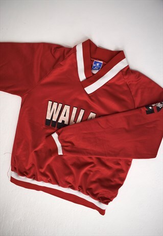 VINTAGE 90S CHAMPION RED 'WALLACE' V-NECK SWEATSHIRT