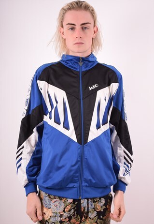 MENS VINTAGE TRACKSUIT TOP JACKET XL BLUE 90S