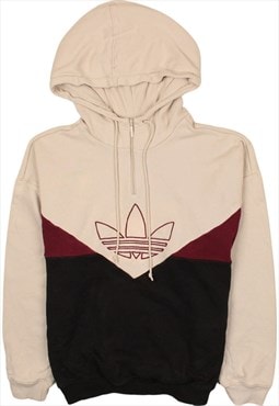 Vintage 90's Adidas Hoodie Quater Zip Beige Cream,