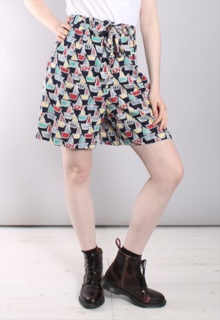 VINTAGE 90S NAUTICAL PATTERNED HIGH WAISTED SHORTS