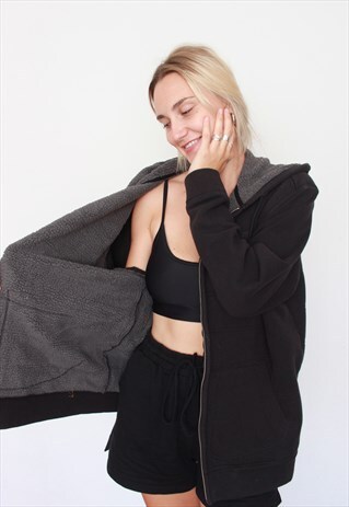 VINTAGE 90S THE NORTH FACE FLEECE LINED BLACK HOODIE