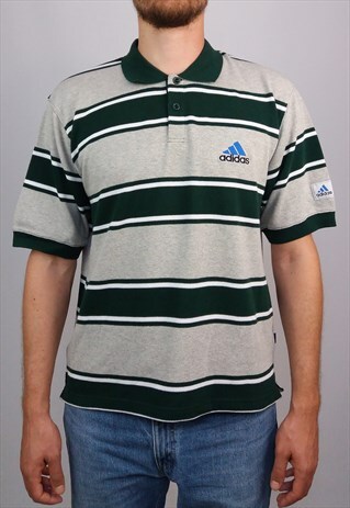 VINTAGE 90'S ADIDAS STRIPED POLO SHIRT / T-SHIRT