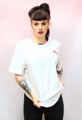 1990S VINTAGE WHITE WITH RED SPORTS T-SHIRT