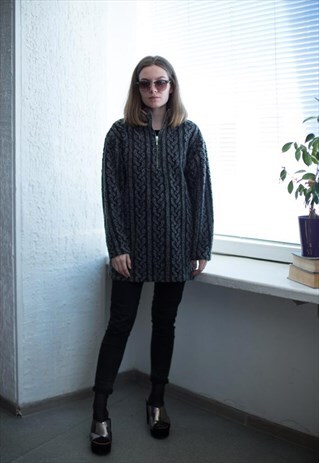 VINTAGE 90'S GREY WARM HIGH NECK JUMPER