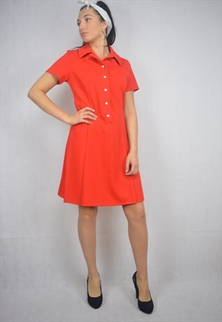 VINTAGE RED CLASSIC 80'S RETRO DRESS