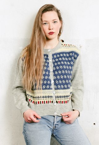 VINTAGE 70S WOMEN'S KNIT CARDIGAN