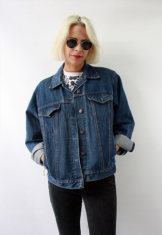 VINTAGE 90' BLUE DENIM JACKET WITH POCKETS