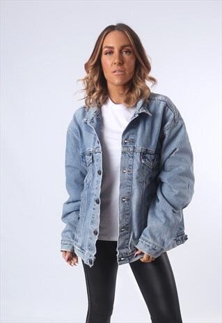 LEVIS DENIM JACKET WINTER LINED FITTED UK 18 - 20 (G53L)
