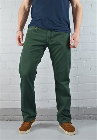 VINTAGE LEVI'S 514 GREEN STRAIGHT LEG CHINOS