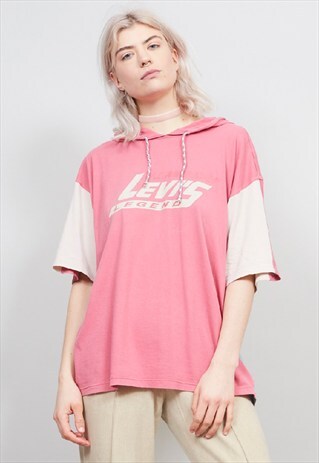 VINTAGE 90'S LEVI'S OVERSIZED PASTEL HOODED T-SHIRT