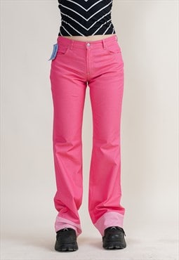 Vintage 00s Deadstock Rave Pink Flare Trousers Women M